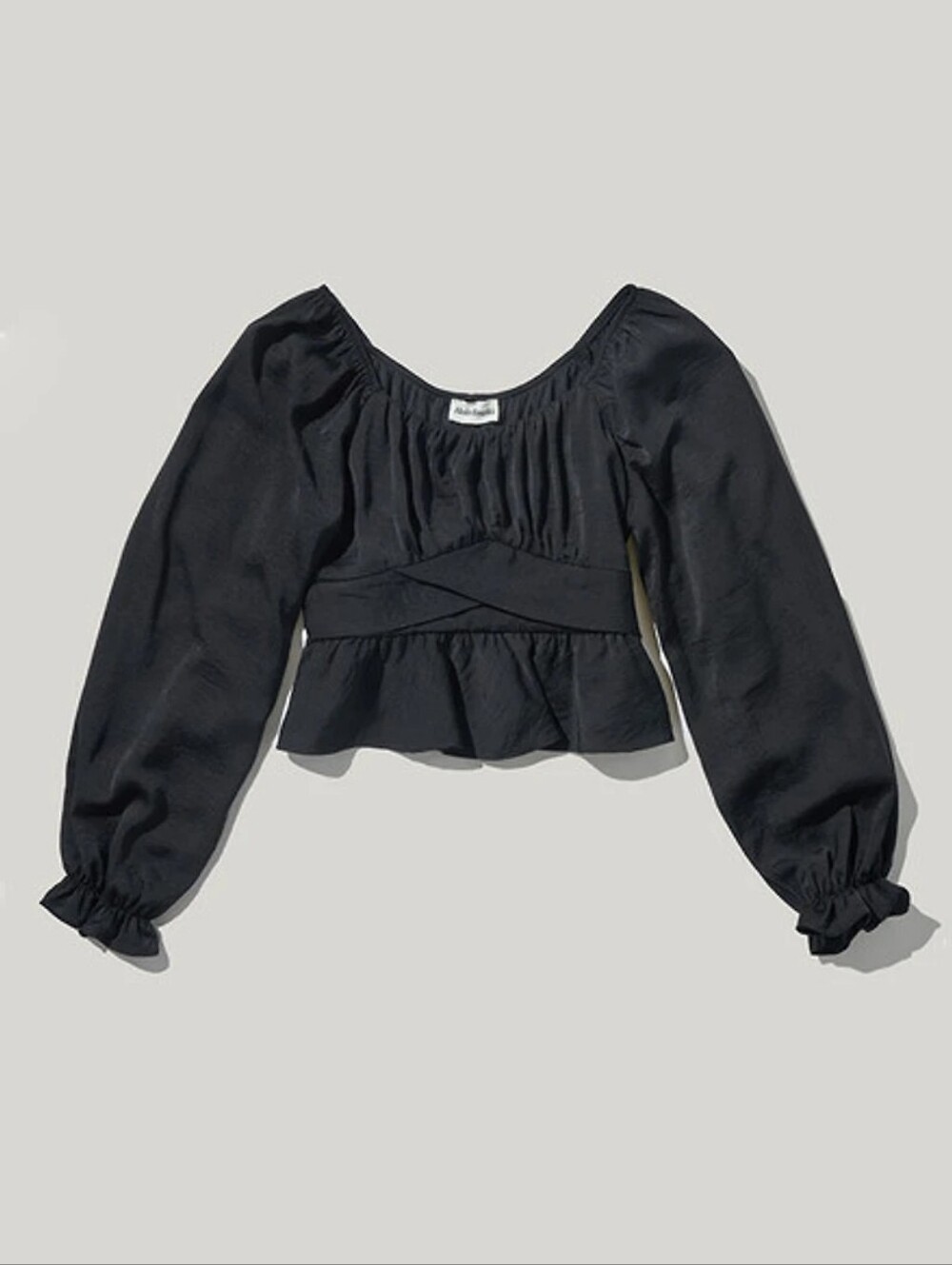 Hello Franki Francesca's Black Smocked Crop Top Puff Sleeve Girls Youth 10 M